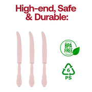 Pink Baroque Disposable Plastic Dinner Knives BPA | Smarty Had A Party