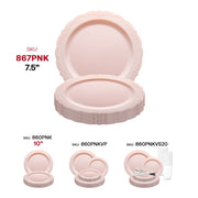 Pink Vintage Round Disposable Plastic Appetizer/Salad Plates (7.5") SKU | Smarty Had A Party