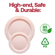 Pink Vintage Round Disposable Plastic Dinner Plates (10") BPA | Smarty Had A Party