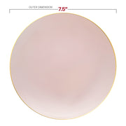 Pink with Gold Rim Organic Round Disposable Plastic Appetizer/Salad Plates (7.5") Dimension | Smarty Had A Party