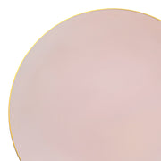 Pink with Gold Rim Organic Round Disposable Plastic Appetizer/Salad Plates (7.5") | Smarty Had A Party