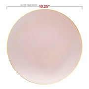 Pink with Gold Organic Round Disposable Plastic Dinner Plates (10.25") Dimension | Smarty Had A Party