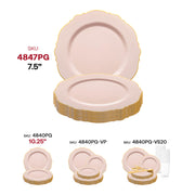 Pink with Gold Rim Round Blossom Disposable Plastic Appetizer/Salad Plates (7.5") SKU | Smarty Had A Party