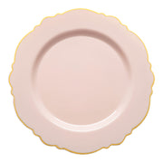 Pink with Gold Rim Round Blossom Disposable Plastic Appetizer/Salad Plates (7.5") Secondary | Smarty Had A Party
