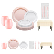 Pink Vintage Dinner Plates and White Salad Plates from Cupid’s Favorite Set arranged for a romantic dinner setup