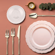 Pink Vintage Tableware set used at a soft glam baby shower celebration.