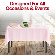 Pink organic round plastic plates with gold rims and matching 6 oz white dessert bowls, ideal for stylish brunch settings.
