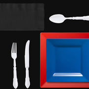 Plates and cups pop on game day tables dressed with patriotic flair and crowd-pleasing design.