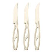 Premium-quality gold disposable steak knives, strong enough for cutting meats, sold in a 360-pack