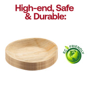 Premium-quality round palm leaf pastry plates, 5-inch diameter, durable, food-safe, BPA-free