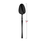 Premium-quality solid black Moderno plastic dessert spoons, 7 inches, 480-pack.