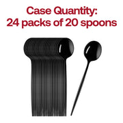 Premium-quality solid black Moderno plastic dessert spoons, 7 inches, 480-pack