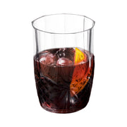 Premium 16-ounce clear striped plastic tumblers, round disposable design, great for weddings and celebrations