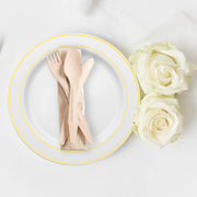 Premium biodegradable wooden cutlery set with napkin, pack of 100, stylish and earth-friendly for any occasion