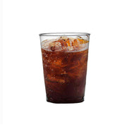 Premium round disposable plastic cups, crystal clear 8 oz design, stackable and durable