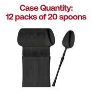 Premium solid black plastic dinner spoons, 8.1 inches, bulk pack of 480, BPA-free.