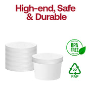 Premium white paper vented lid for disposable food cups, high-quality sustainable packaging for hot and cold food items
