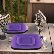 Purple Flat Rounded Square Disposable Plastic Appetizer/Salad Plates (7.25") blends chic design with hassle-free hosting and durability