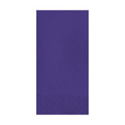 Purple paper dinner napkin measuring 16 x 16 inches, neatly folded, from a bulk case of 600 napkins