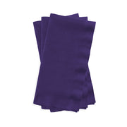 Purple paper napkin elegantly styled on a dinner plate, unfolded to 16 x 16 inches, part of 600-pack.