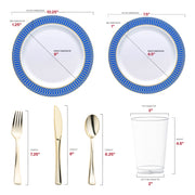 Recyclable and BPA-free, the White with Gold Spiral on Blue Rim Set offers a safe and eco-friendly solution