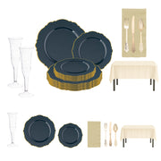 Resting Grinch Face Set displayed with navy and gold blossom plates on a minimalist holiday table.