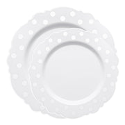 Round Blossom Design Plates with Sparkling Silver Dots for Stylish Dining