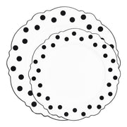 Round Blossom Design with Contrasting Black Dots for a Chic Dining Experience