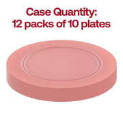 Round disposable appetizer plates in a bold matte fuchsia color, 7.5 inches, available as a 120-pack