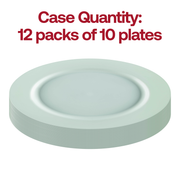 Round disposable appetizer plates in a vibrant matte turquoise color, 7.5 inches, available as a 120-pack