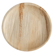 Round palm leaf eco-friendly disposable buffet plates, 9-inch diameter
