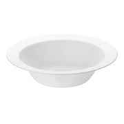 Round solid white plastic dessert bowls with a edge rim, 5 oz capacity