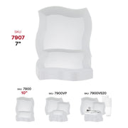 Round white plastic appetizer plates featuring a sleek wave design, 7-inch size, disposable and convenient