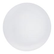 Round white plastic appetizer plates with silver rim, organic and disposable, 7.5-inch diameter, sold in a 120-pack