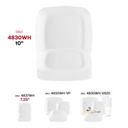 Rounded square dinner plates in solid white, 10-inch flat design, made from disposable plastic, sold in a 120-pack for events