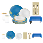 Royals fans celebrate in style with gold brushstroke plates and elegant white salad plates.