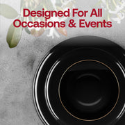 SKU 830-B-VS60box shows the full package: dinnerware, flatware, serving bowls, and clear cups — everything for full-table elegance