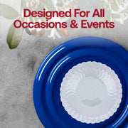 SKU 830-LBL-VS60box showing complete contents: plates, forks, knives, spoons, bowls, and 3.75” cups for full-table service