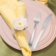 SKU 830-P-VS20 includes: 8.5" appetizer plate, 10" dinner plate, 7.25" fork, 8" knife, 6.25" spoon, and 4.5" cup—complete essentials for an elegant occasion.