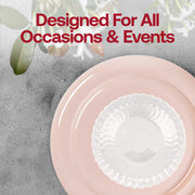 SKU 830-P-VS60box showing the full set: plates, gold flatware, bowls, and cups — all included for effortless entertaining