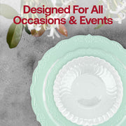 SKU 860TQ-VS60box showing complete set: plates, forks, knives, spoons, bowls, and 3.75-inch cups — ready for full-table service