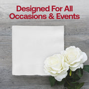 SKU 87000-WH shown with 12 packs of 50 napkins, totaling 600 — ideal for large events, venues, or food service use