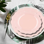 SKU 8850-PNKVP displayed with the Pearl Pink Round Lotus Appetizer and Dinner Plates shown clearly in the set