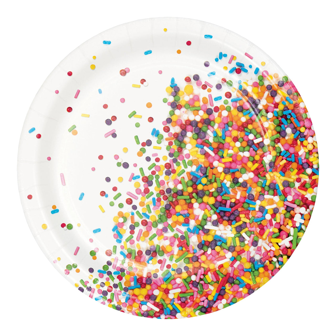 Confetti Sprinkles Round Disposable Paper Dessert Plates (7")