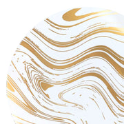 Serve appetizers or desserts with white plastic salad plates with gold waves for elevated tablescapes
