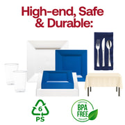 Serve with pride using this fan-favorite set designed with premium plates and soft navy tones.