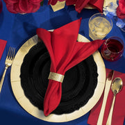 Set of 120 black disposable plastic appetizer plates with a vintage rim, 7.5-inch size, ideal for parties and special occasions