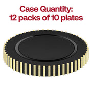 Set of 120 black plastic salad plates featuring an elegant gold pearl string pattern