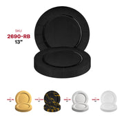 Set of 120 black round charger plates featuring a sleek 13-inch design for stylish table settings