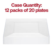 Set of 120 clear square pastry plates made from durable plastic, featuring a sleek 4.5-inch design